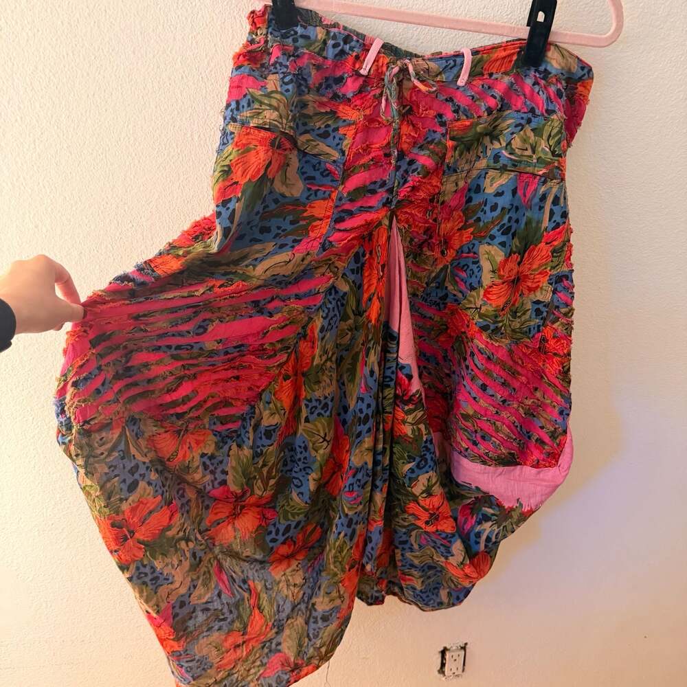 Floral Leopard Print Draped Harem Skirt Size XL - Picture 2 of 7